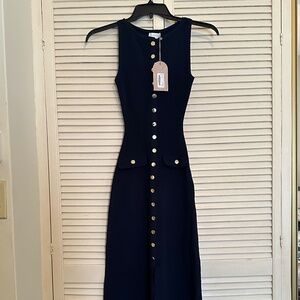 Meshki Navy Blue Sawyer Office Knit Dress XS